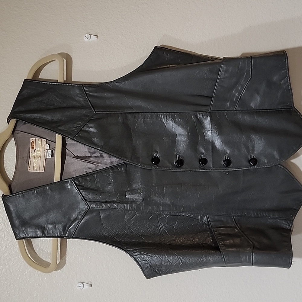 Vintage Trego Westwear Vest Leather Gray Western Cowboy Ranch size Large/42